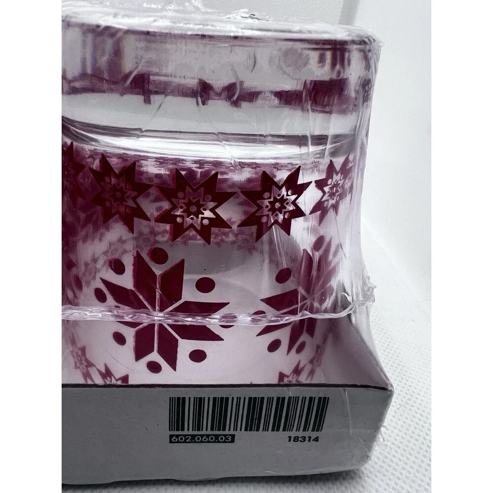 IKEA Clear Glass Red Snowflake Winter Set 6 Glasses 8oz fair isle new christmas